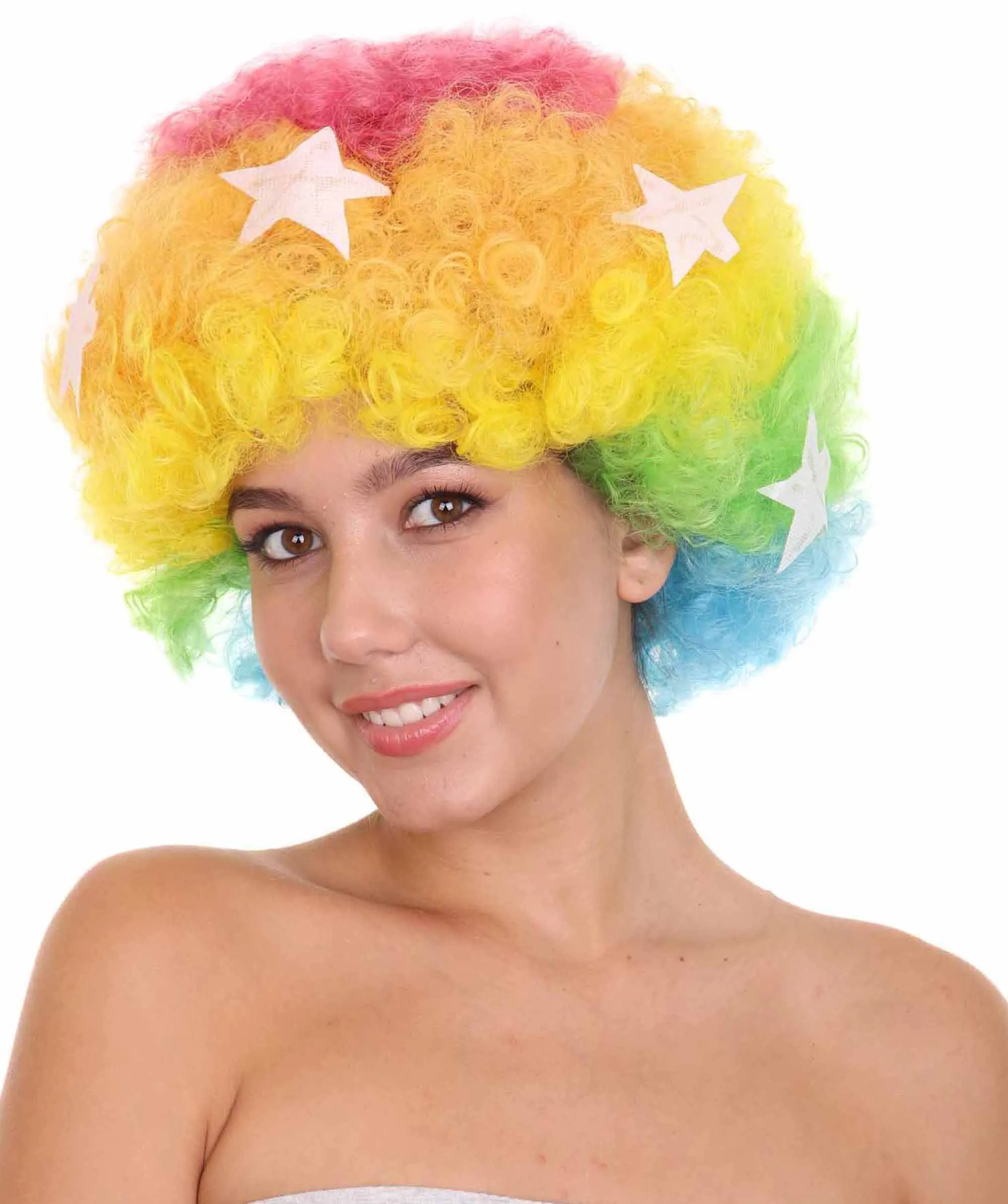Afro Unisex Wig , Jumbo Multi Color Cosplay Halloween Wig , Premium Breathable Capless Cap