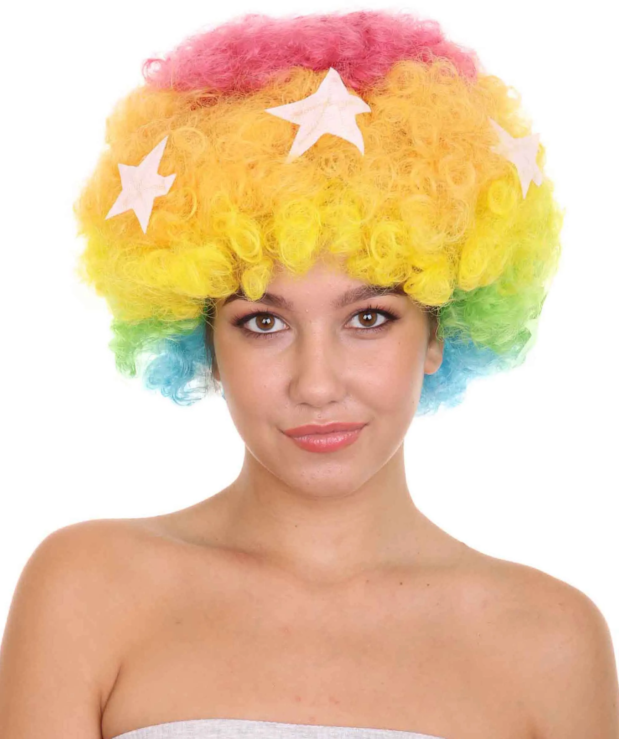 Afro Unisex Wig , Jumbo Multi Color Cosplay Halloween Wig , Premium Breathable Capless Cap