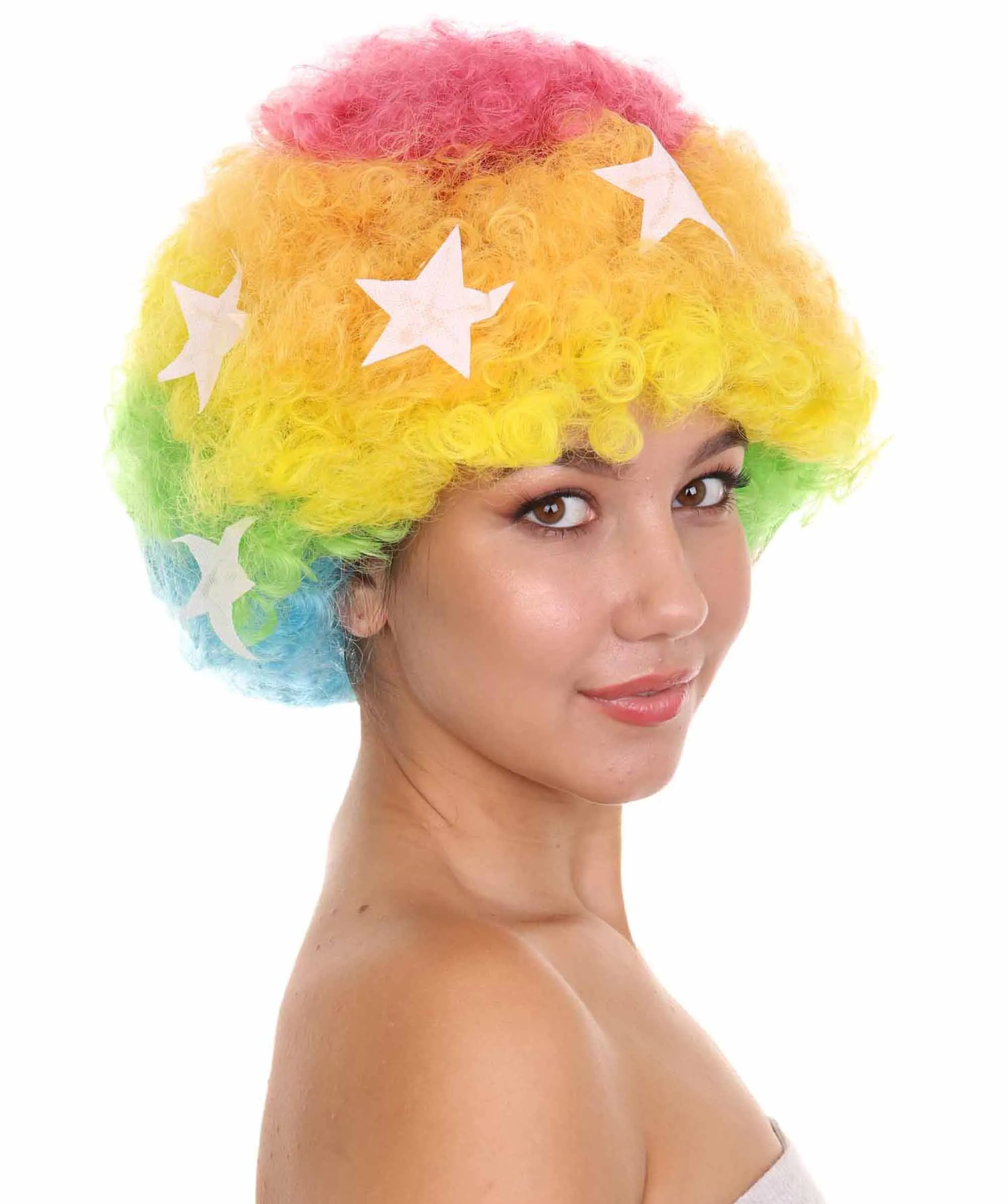 Afro Unisex Wig , Jumbo Multi Color Cosplay Halloween Wig , Premium Breathable Capless Cap