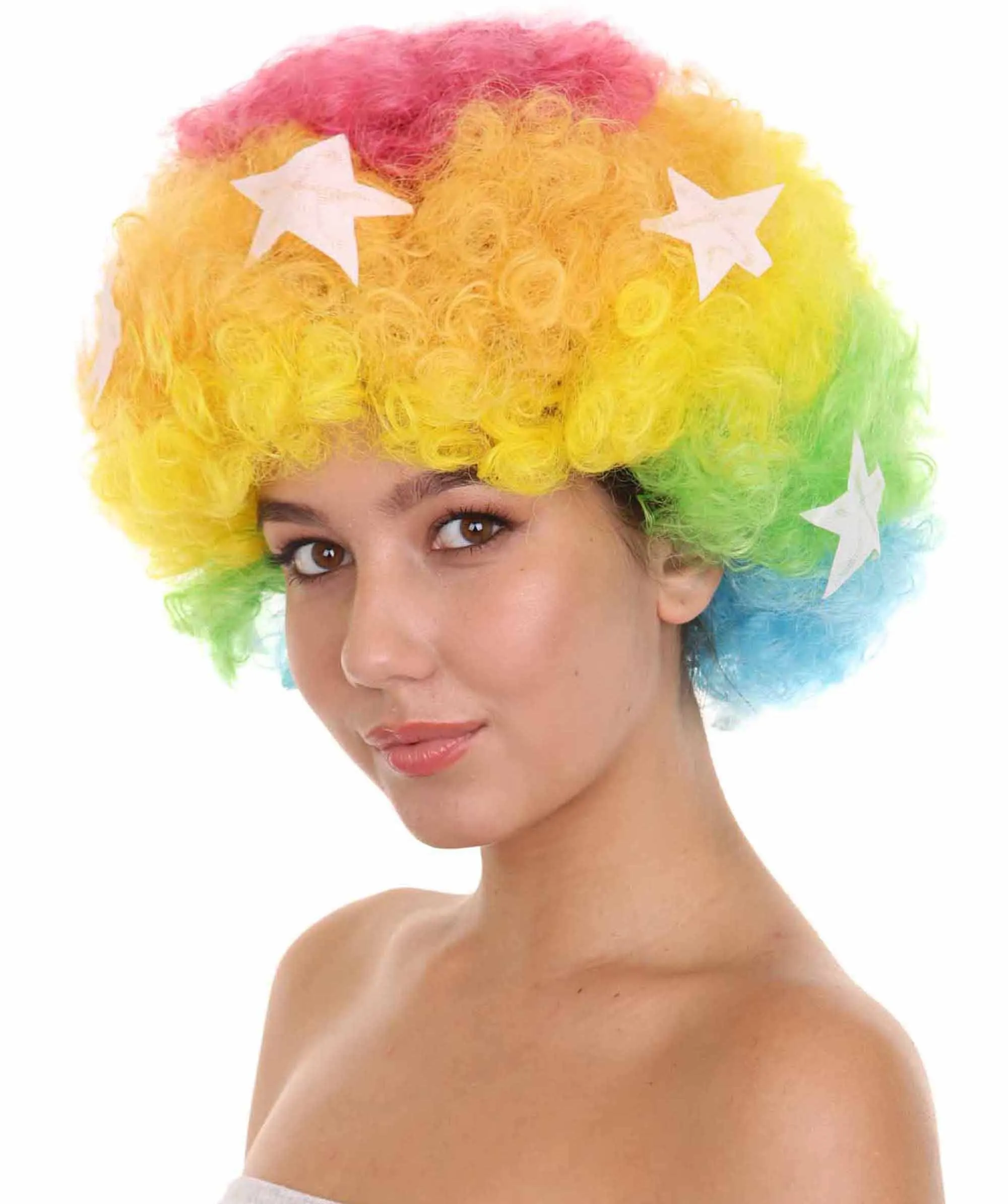 Afro Unisex Wig , Jumbo Multi Color Cosplay Halloween Wig , Premium Breathable Capless Cap