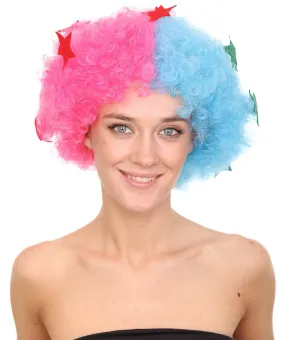 Afro Unisex Wig , Jumbo Pink & Sky Cosplay Halloween Wig , Premium Breathable Capless Cap