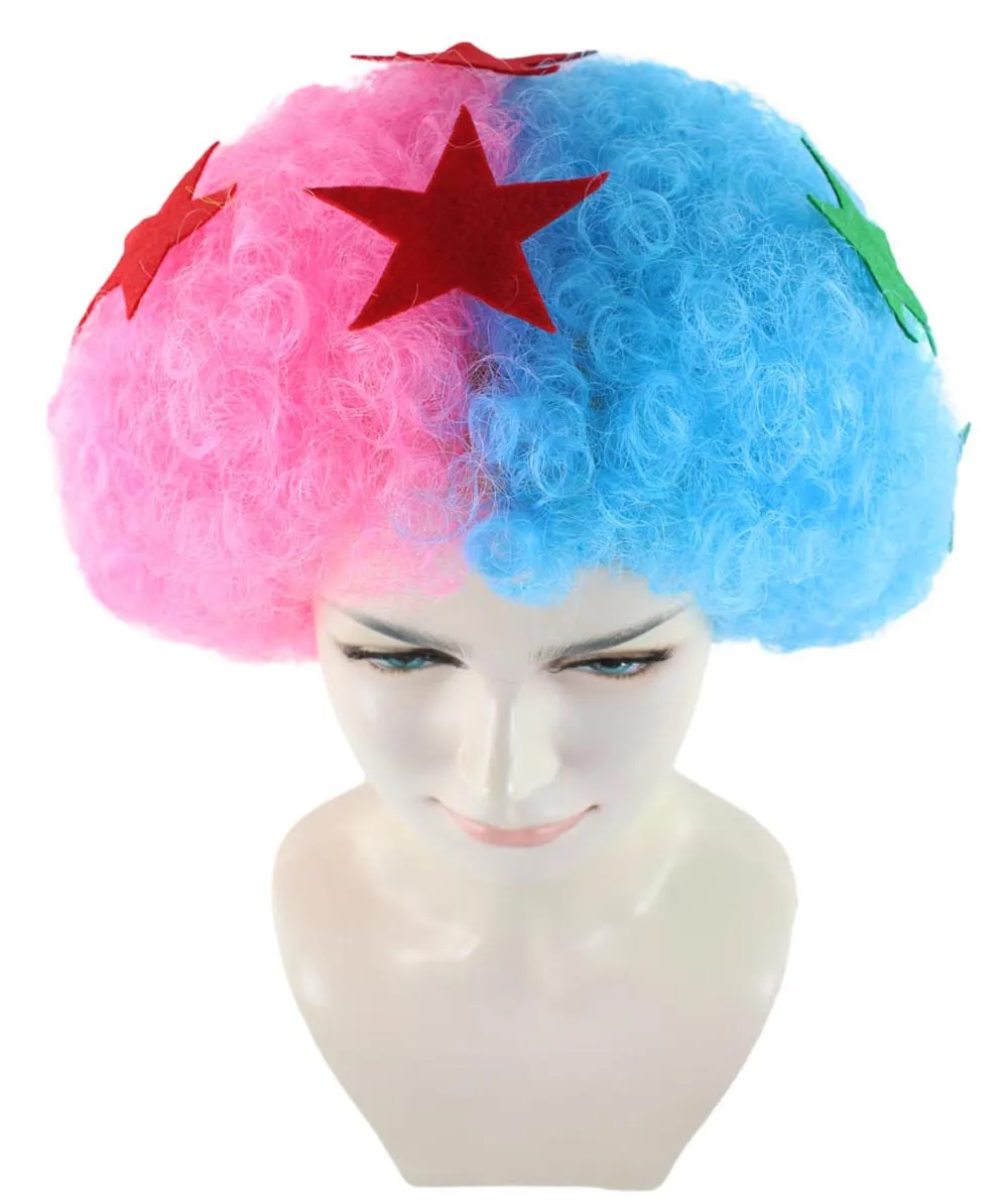 Afro Unisex Wig , Jumbo Pink & Sky Cosplay Halloween Wig , Premium Breathable Capless Cap
