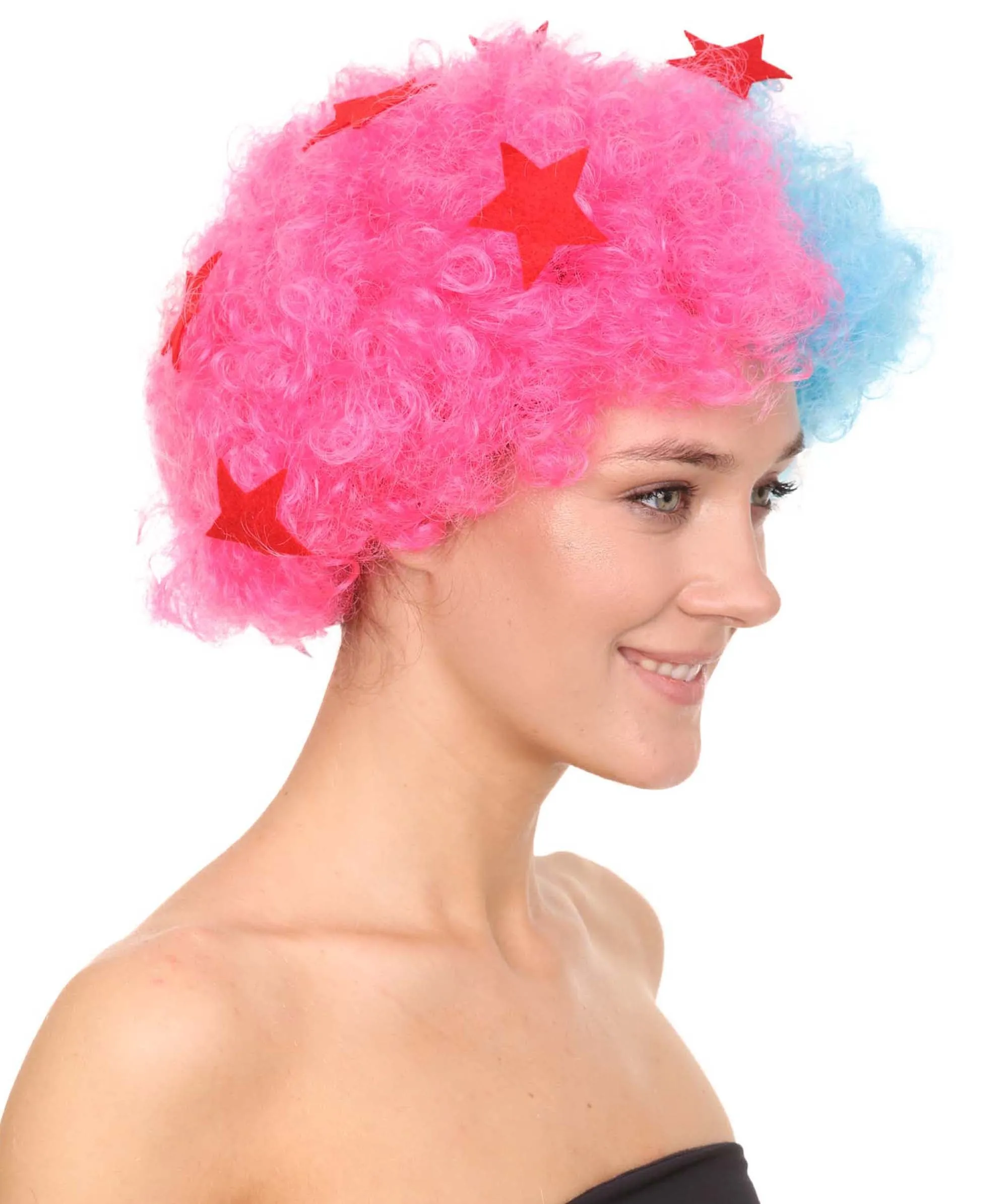 Afro Unisex Wig , Jumbo Pink & Sky Cosplay Halloween Wig , Premium Breathable Capless Cap
