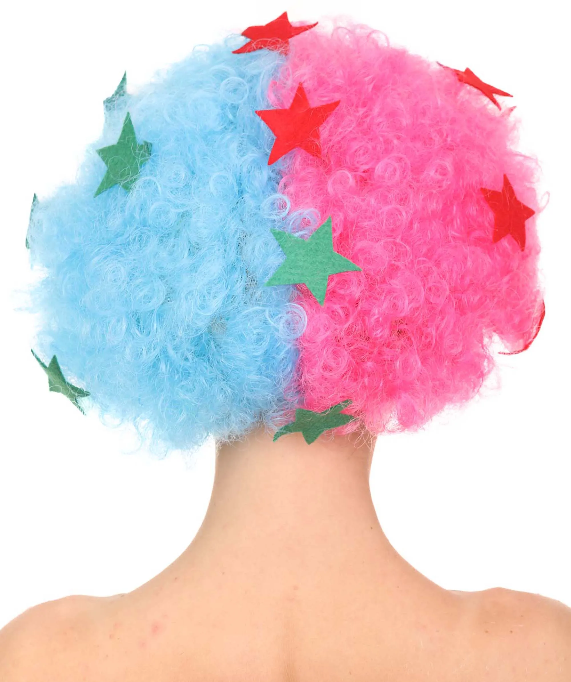 Afro Unisex Wig , Jumbo Pink & Sky Cosplay Halloween Wig , Premium Breathable Capless Cap