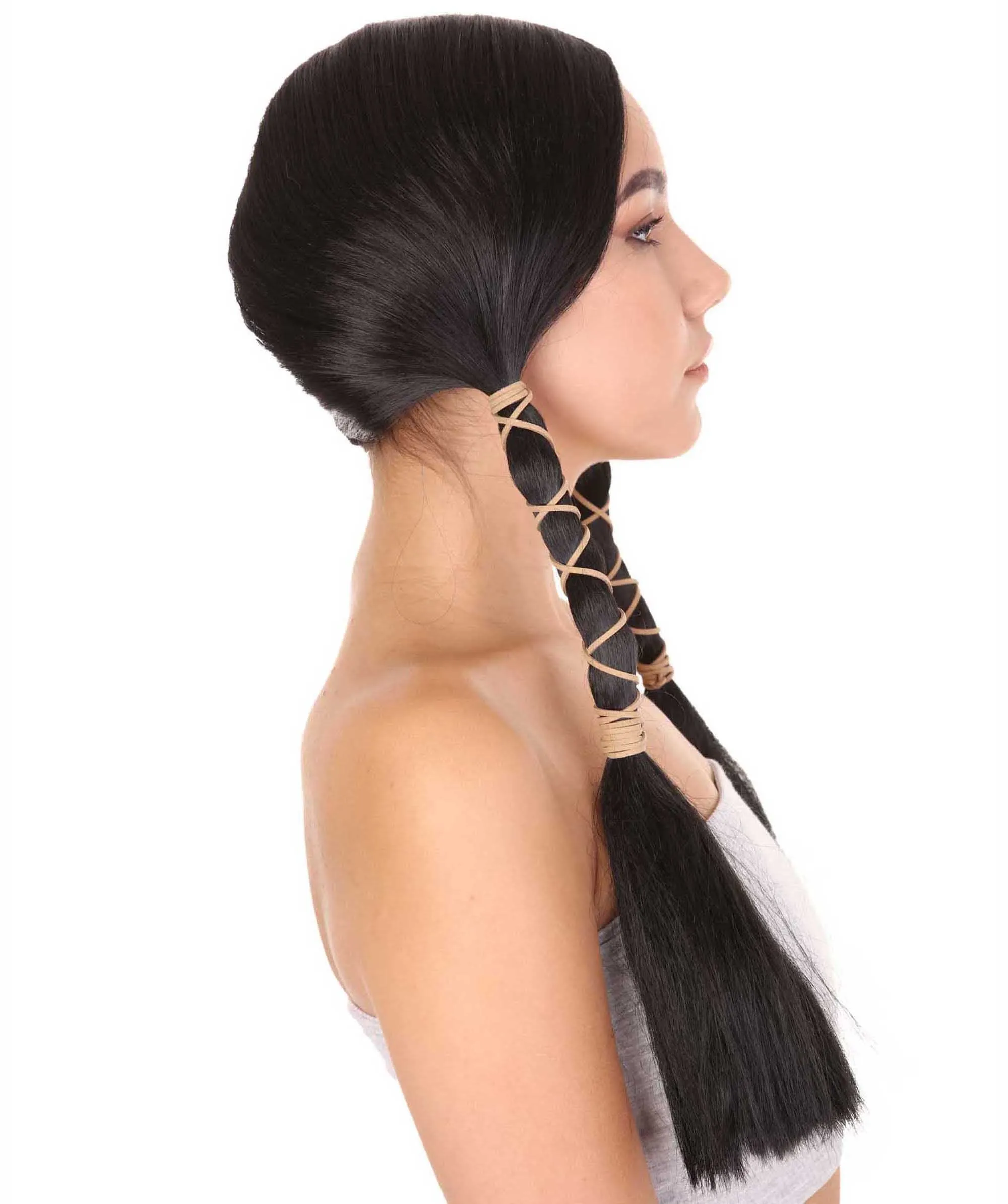 Animation Womens Wig | Black Braided Cosplay Halloween Wig | Premium Breathable Capless Cap