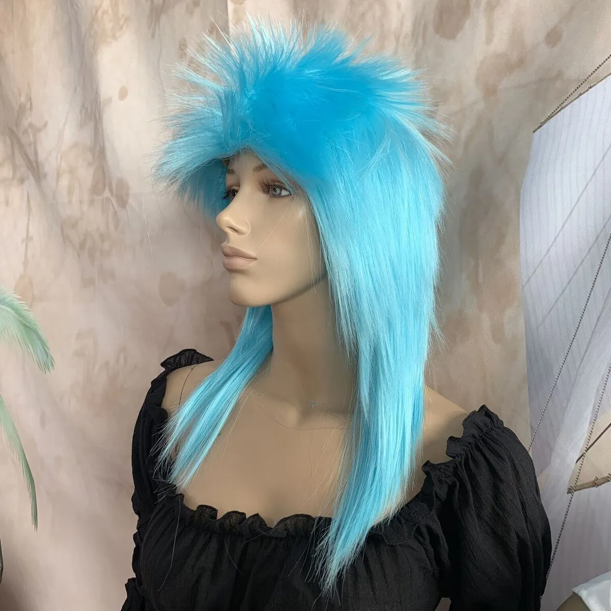 Baby Blue 80's Deluxe Mullet Wig