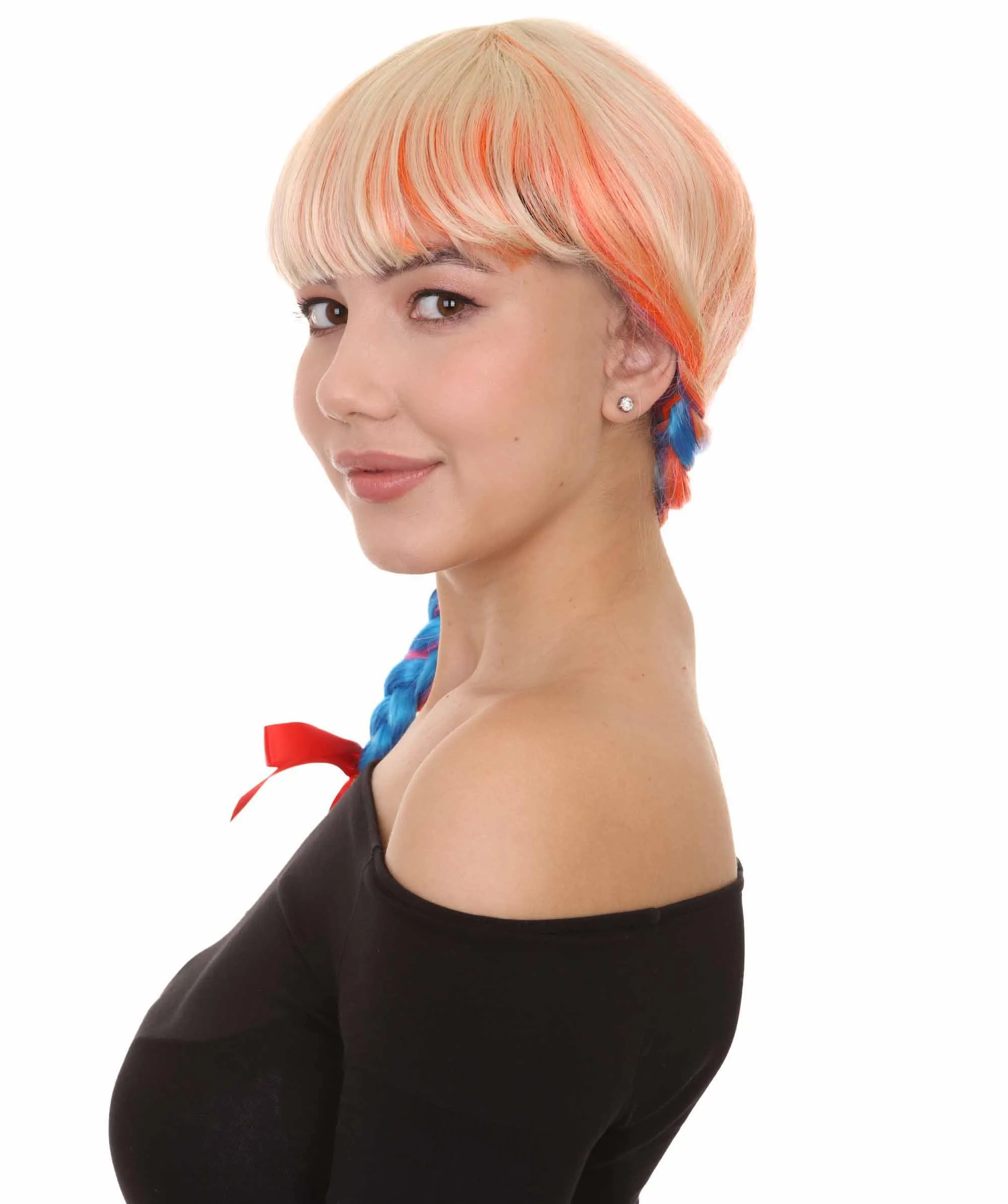 Beauty Braided Womens Wig | Braided Multi Color Cosplay Halloween Wig | Premium Breathable Capless Cap