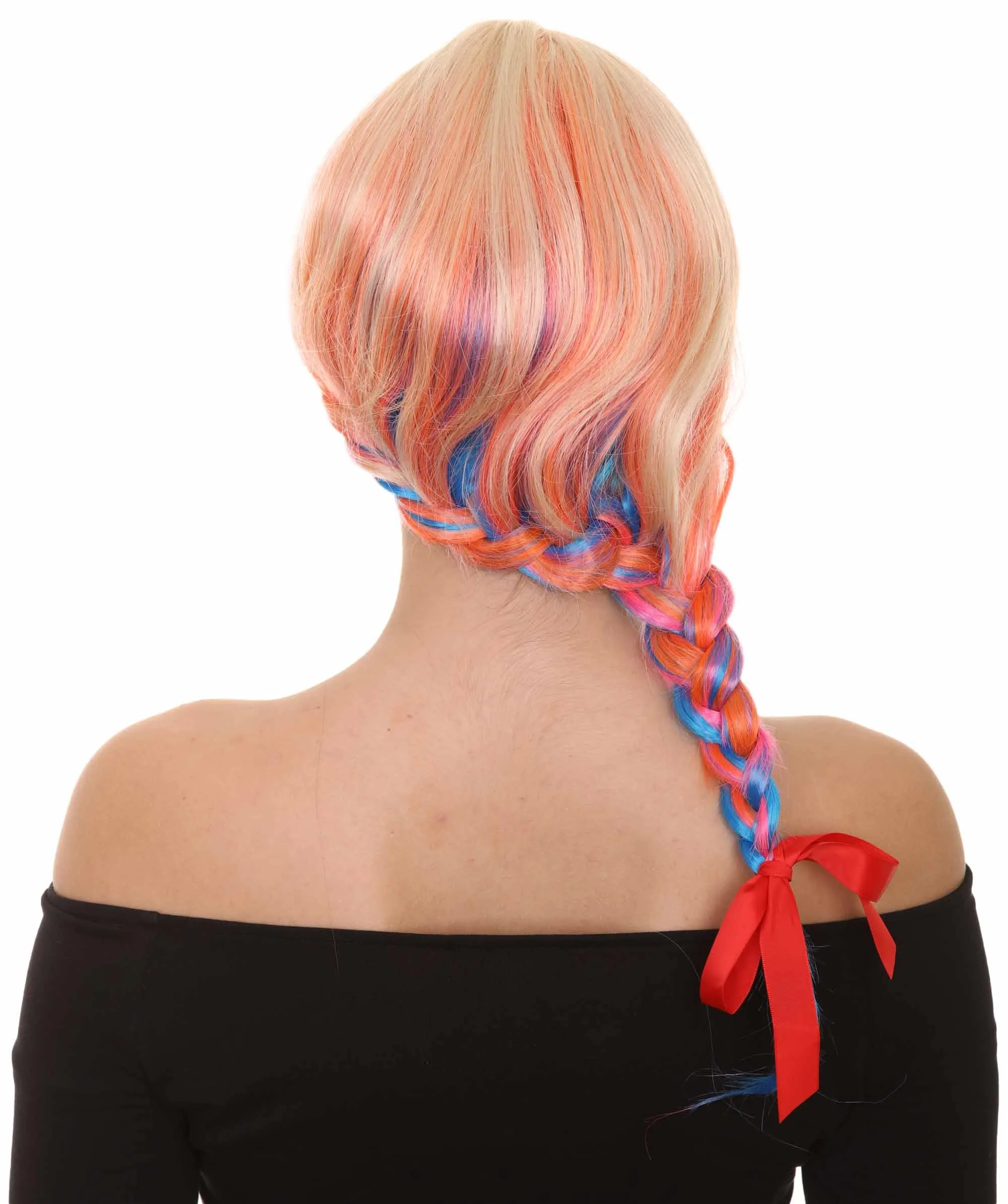Beauty Braided Womens Wig | Braided Multi Color Cosplay Halloween Wig | Premium Breathable Capless Cap