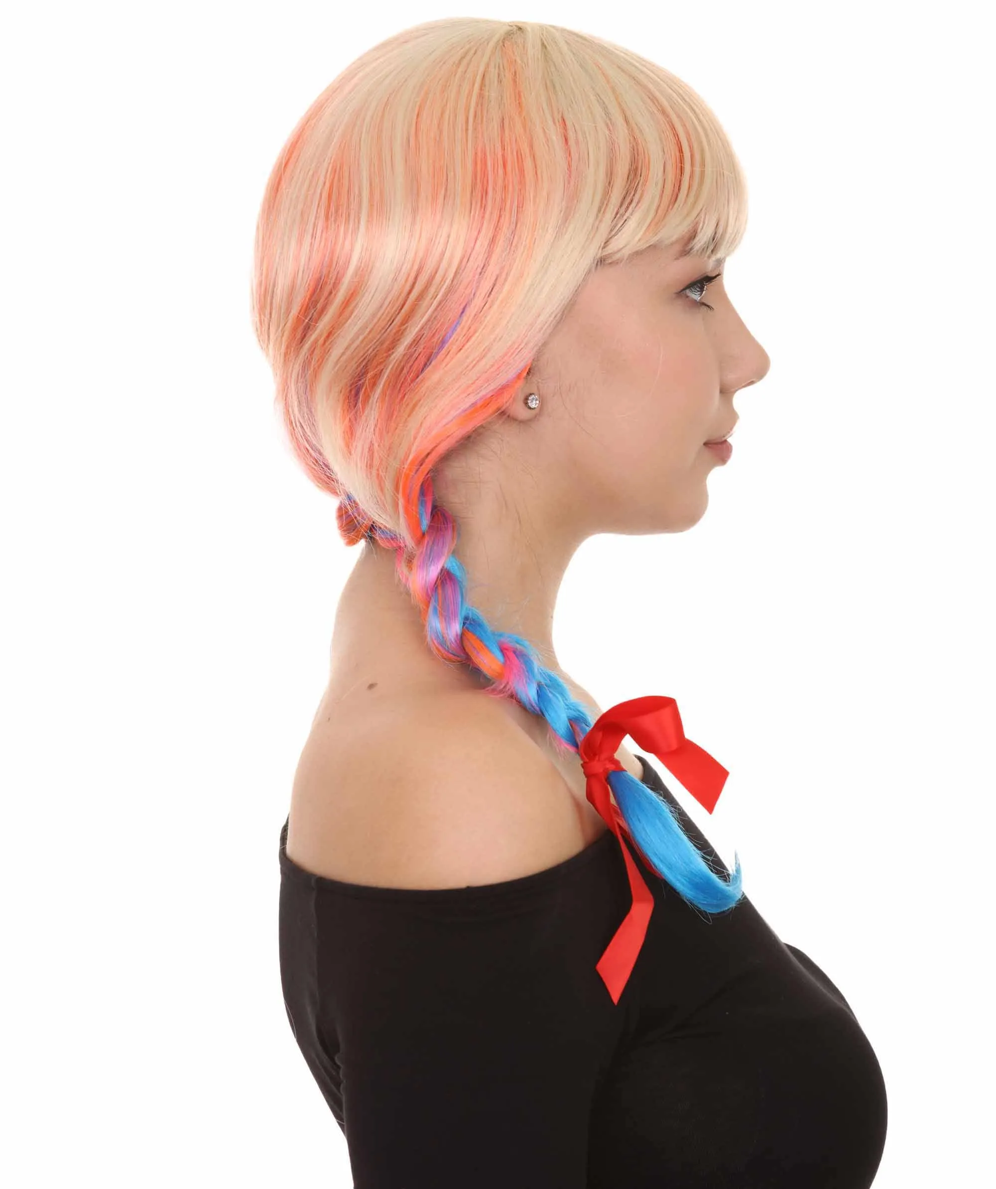 Beauty Braided Womens Wig | Braided Multi Color Cosplay Halloween Wig | Premium Breathable Capless Cap