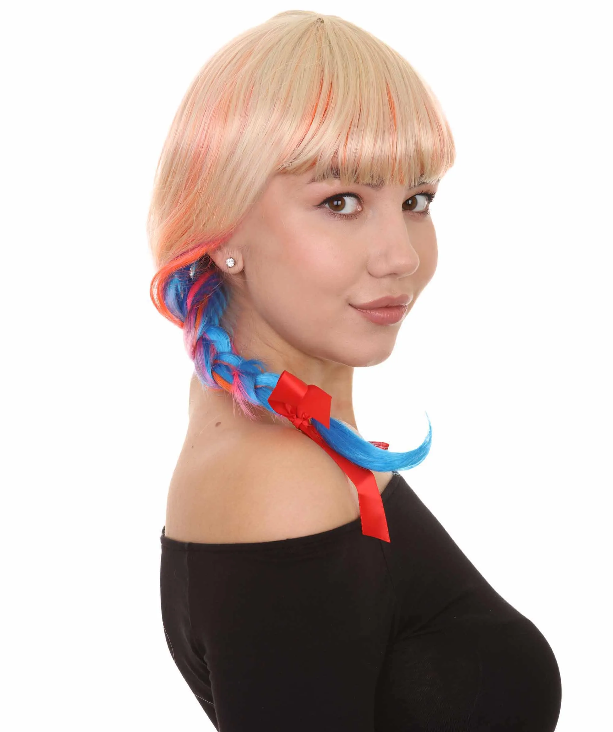 Beauty Braided Womens Wig | Braided Multi Color Cosplay Halloween Wig | Premium Breathable Capless Cap