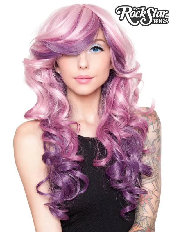 Berrylicious Pink and Purple Blend Womens Curly Fashion Wig