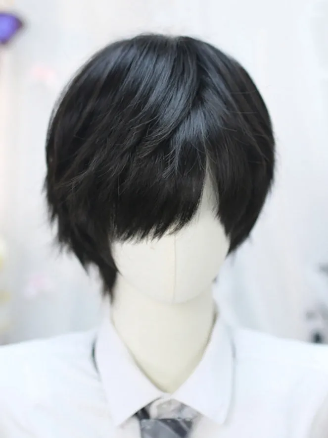 Black 25-30CM Short Straight Wig