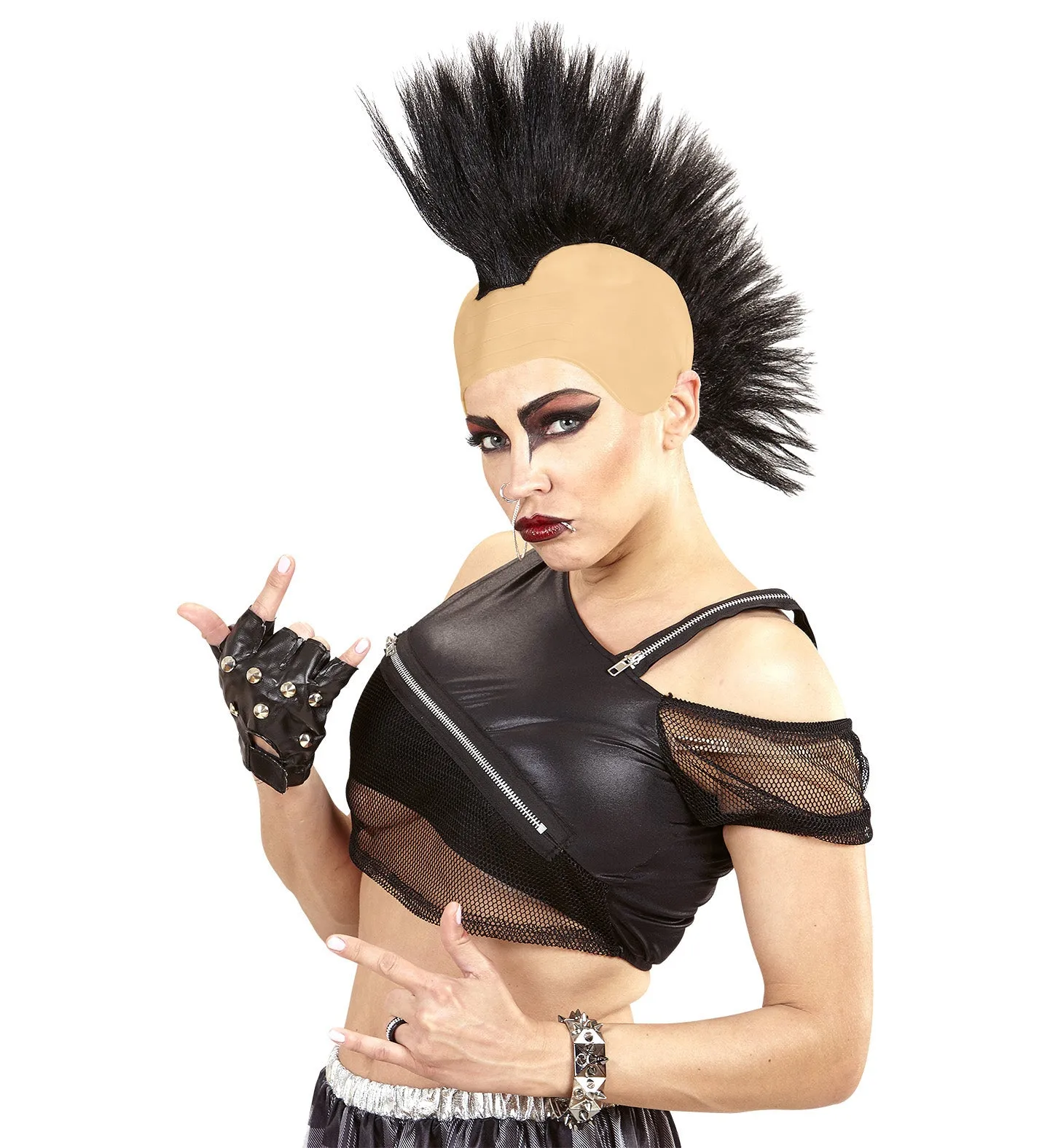 Black Crest Punk Wig Headpiece