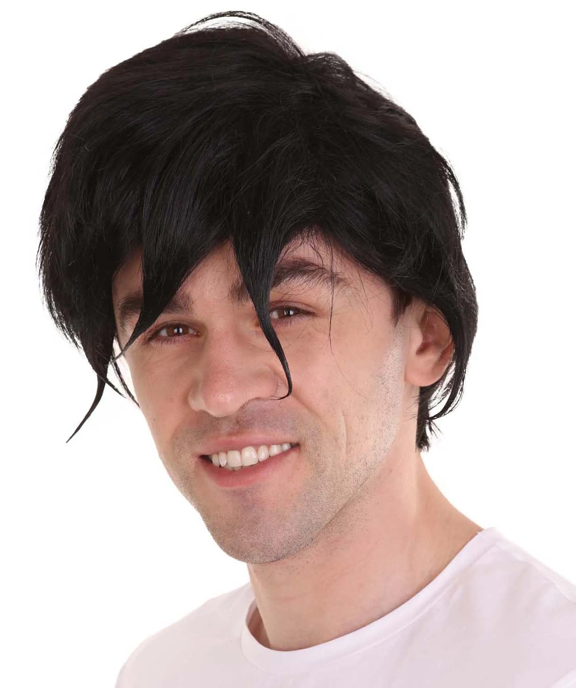 Black Emo Wig | Short Cosplay Halloween Wig | Premium Breathable Capless Cap