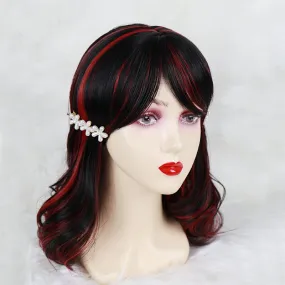 Black mid-part mixed color wig KF828792