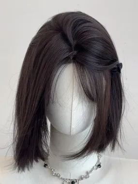 Black Tea Short Straight Synthetic Wig With Bangs