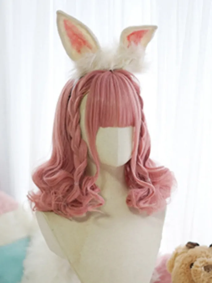 Black/Brown/Pink Above Bust Length  Wig With Full Bangs