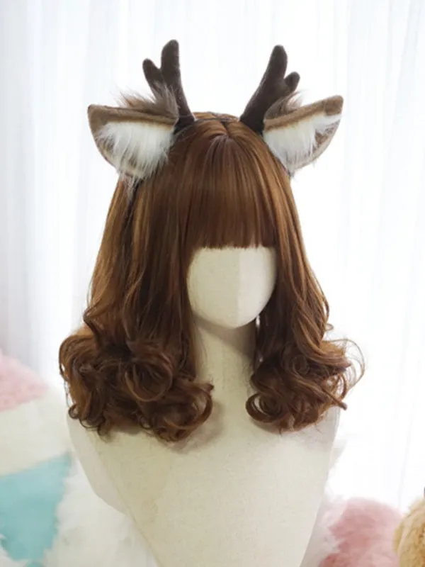 Black/Brown/Pink Above Bust Length  Wig With Full Bangs