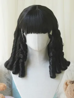Black/Light Blonde/Pink/Dark Brown/Blonde Above Bust Length Roman Curly Wig With Full Bangs