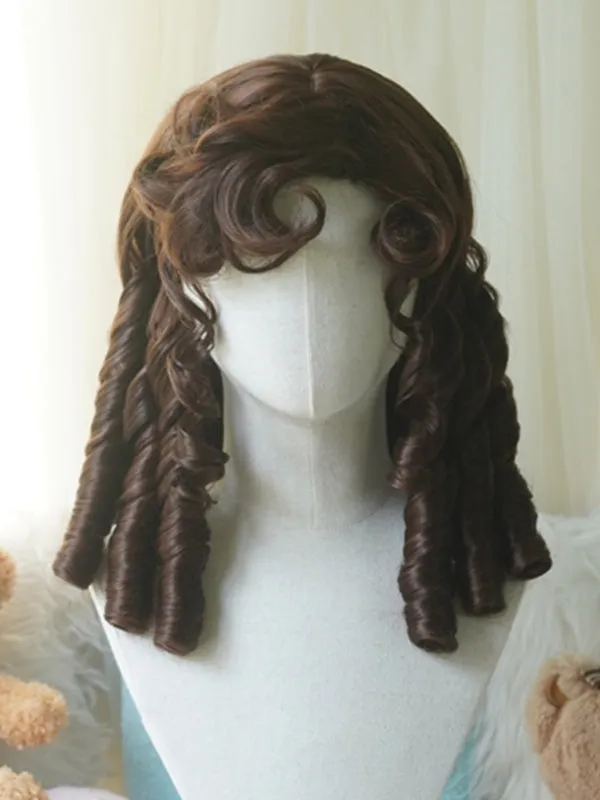 Black/Light Blonde/Pink/Dark Brown/Blonde Above Bust Length Wig With Roman Curly Bangs