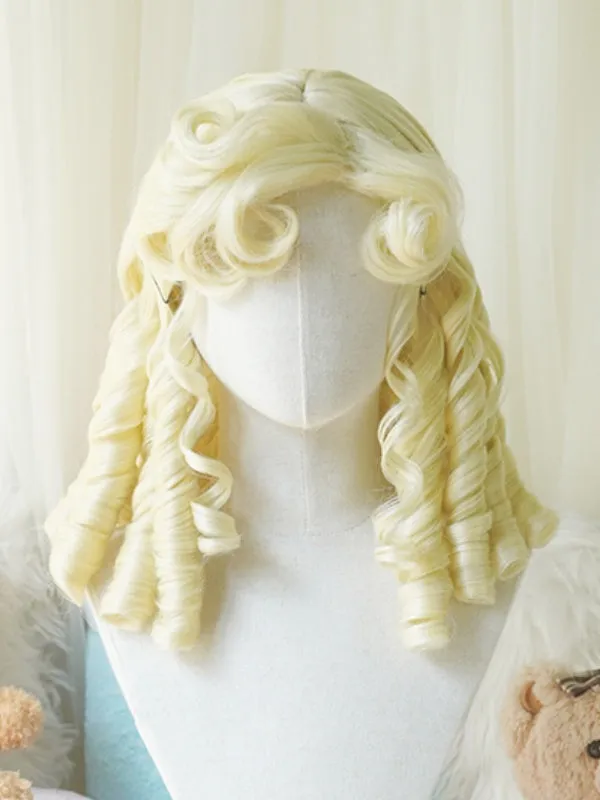 Black/Light Blonde/Pink/Dark Brown/Blonde Above Bust Length Wig With Roman Curly Bangs