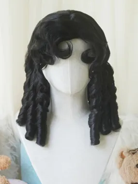 Black/Light Blonde/Pink/Dark Brown/Blonde Above Bust Length Wig With Roman Curly Bangs
