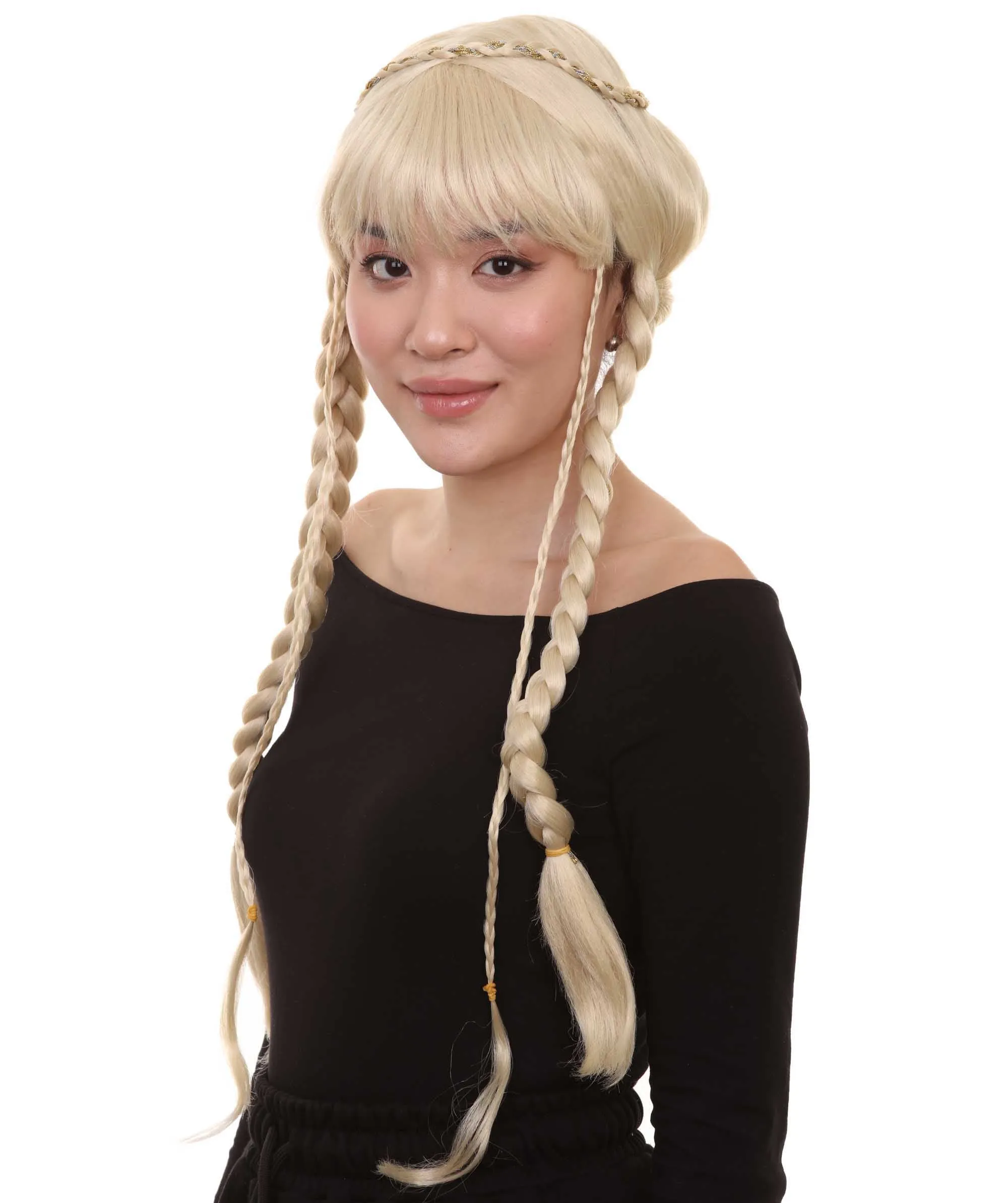 Blonde Braided Renaissance Womens Wig | Historical Period Wig | Premium Breathable Capless Cap
