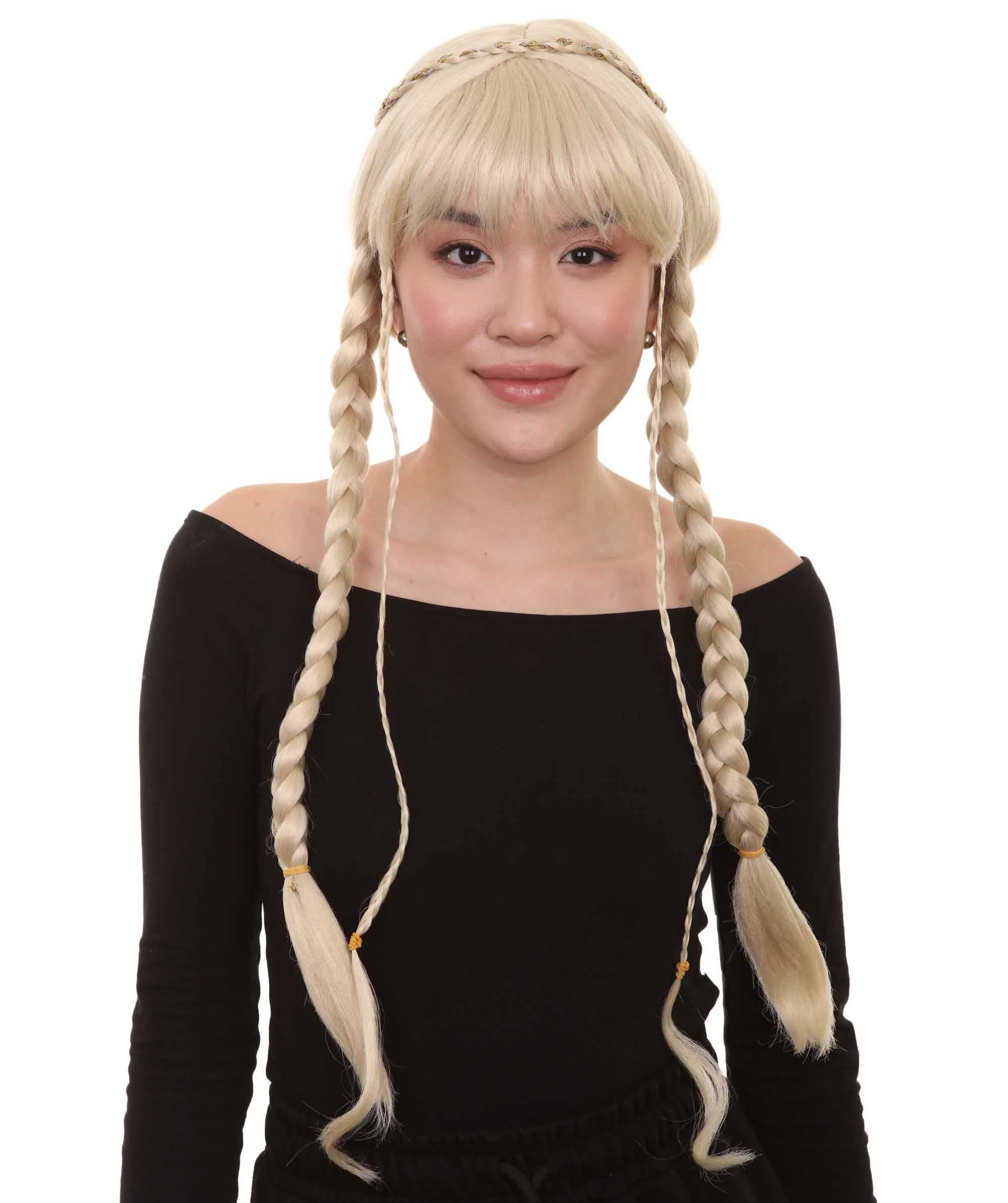 Blonde Braided Renaissance Womens Wig | Historical Period Wig | Premium Breathable Capless Cap