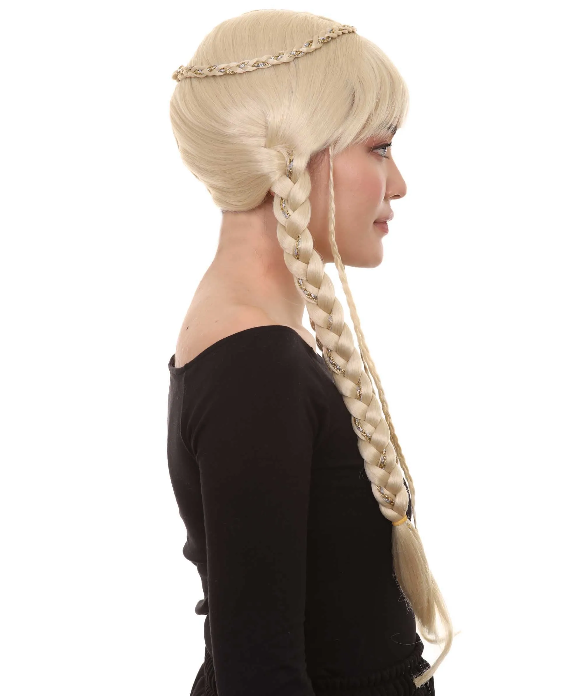 Blonde Braided Renaissance Womens Wig | Historical Period Wig | Premium Breathable Capless Cap