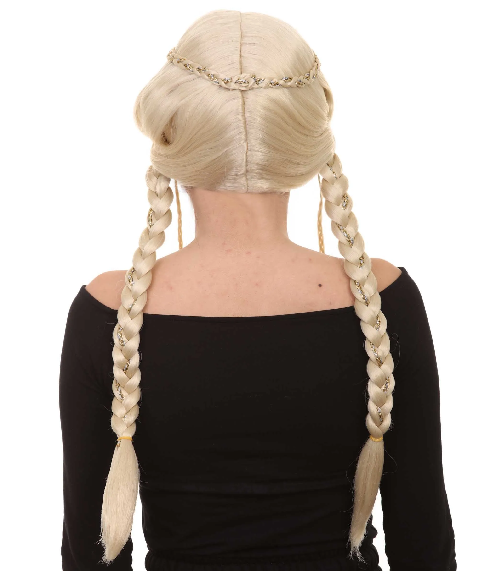Blonde Braided Renaissance Womens Wig | Historical Period Wig | Premium Breathable Capless Cap