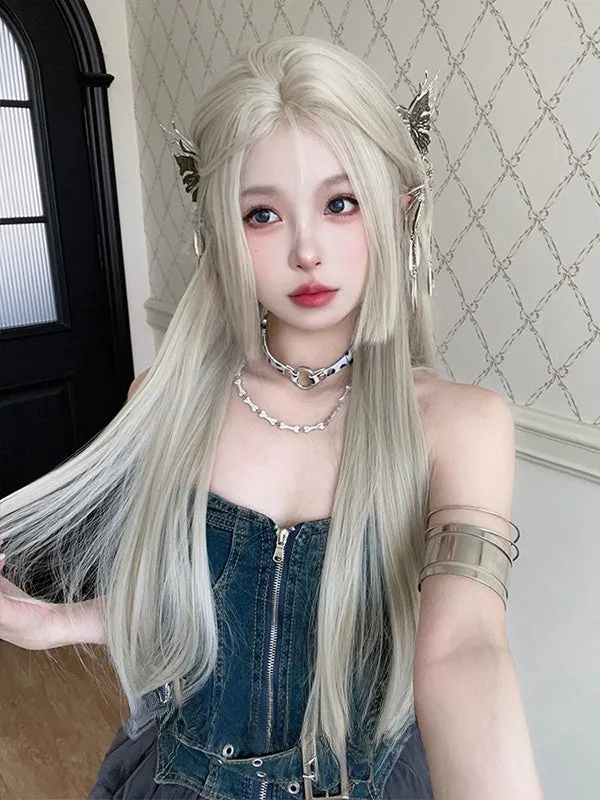 Blonde Hime Cut Long Straight Synthetic Wig