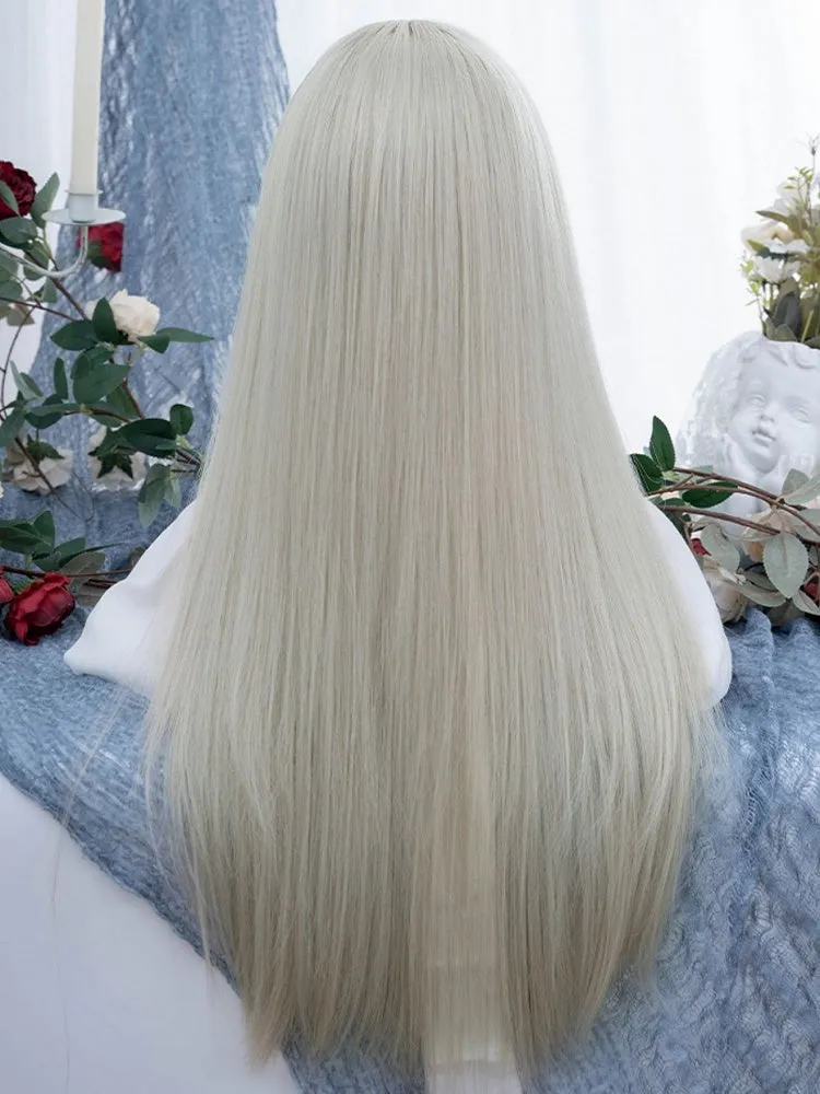 Blonde Hime Cut Long Straight Synthetic Wig