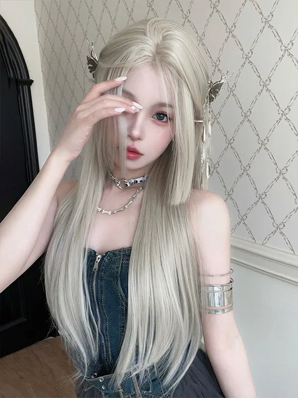Blonde Hime Cut Long Straight Synthetic Wig