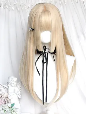Blonde Hime Cut Under Bust Length Straight Wig With Full Bangs