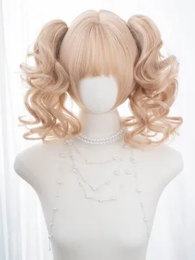 Blonde Short Bob Cut Synthetic Wig With Double Ponytail Claw Clips