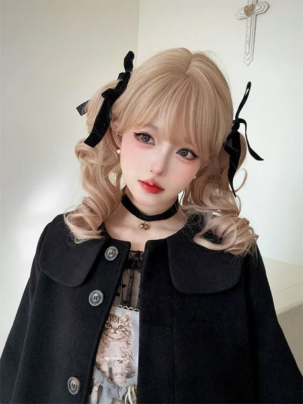 Blonde Short Bob Cut Synthetic Wig With Double Ponytail Claw Clips