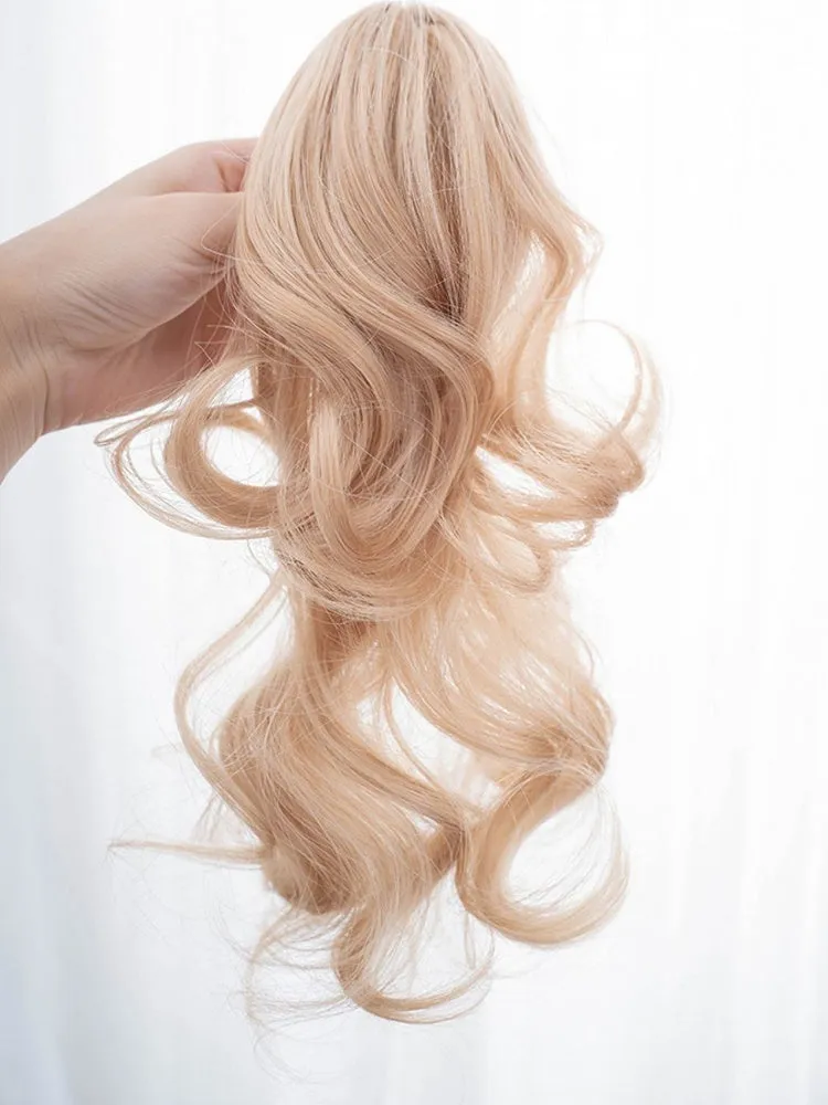 Blonde Short Bob Cut Synthetic Wig With Double Ponytail Claw Clips