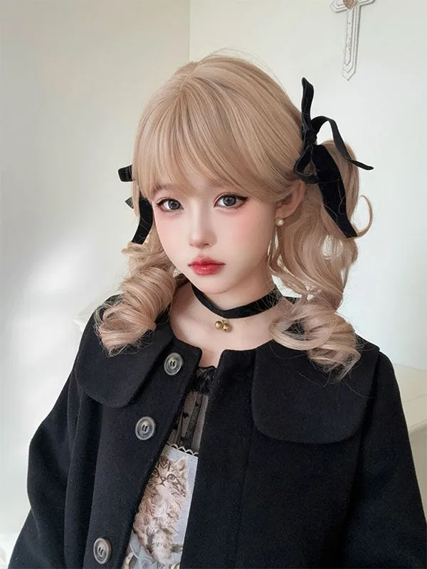 Blonde Short Bob Cut Synthetic Wig With Double Ponytail Claw Clips