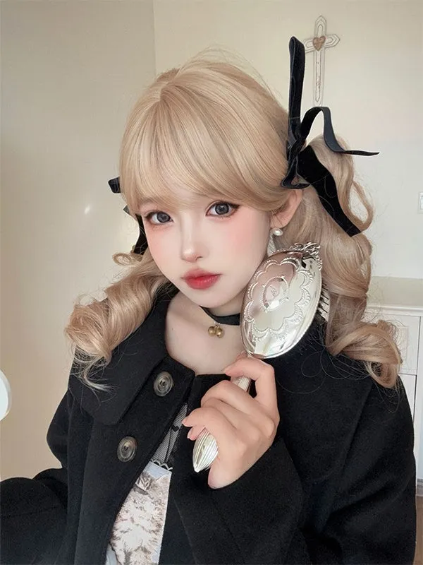 Blonde Short Bob Cut Synthetic Wig With Double Ponytail Claw Clips