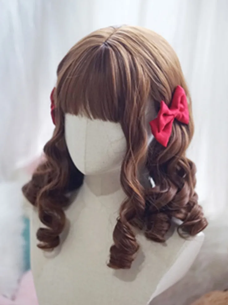 Blonde/Brown/Black/White/Red Above Bust Length Roman Curly Wig With Full Bangs