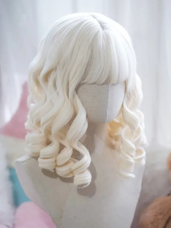 Blonde/Brown/Black/White/Red Above Bust Length Roman Curly Wig With Full Bangs