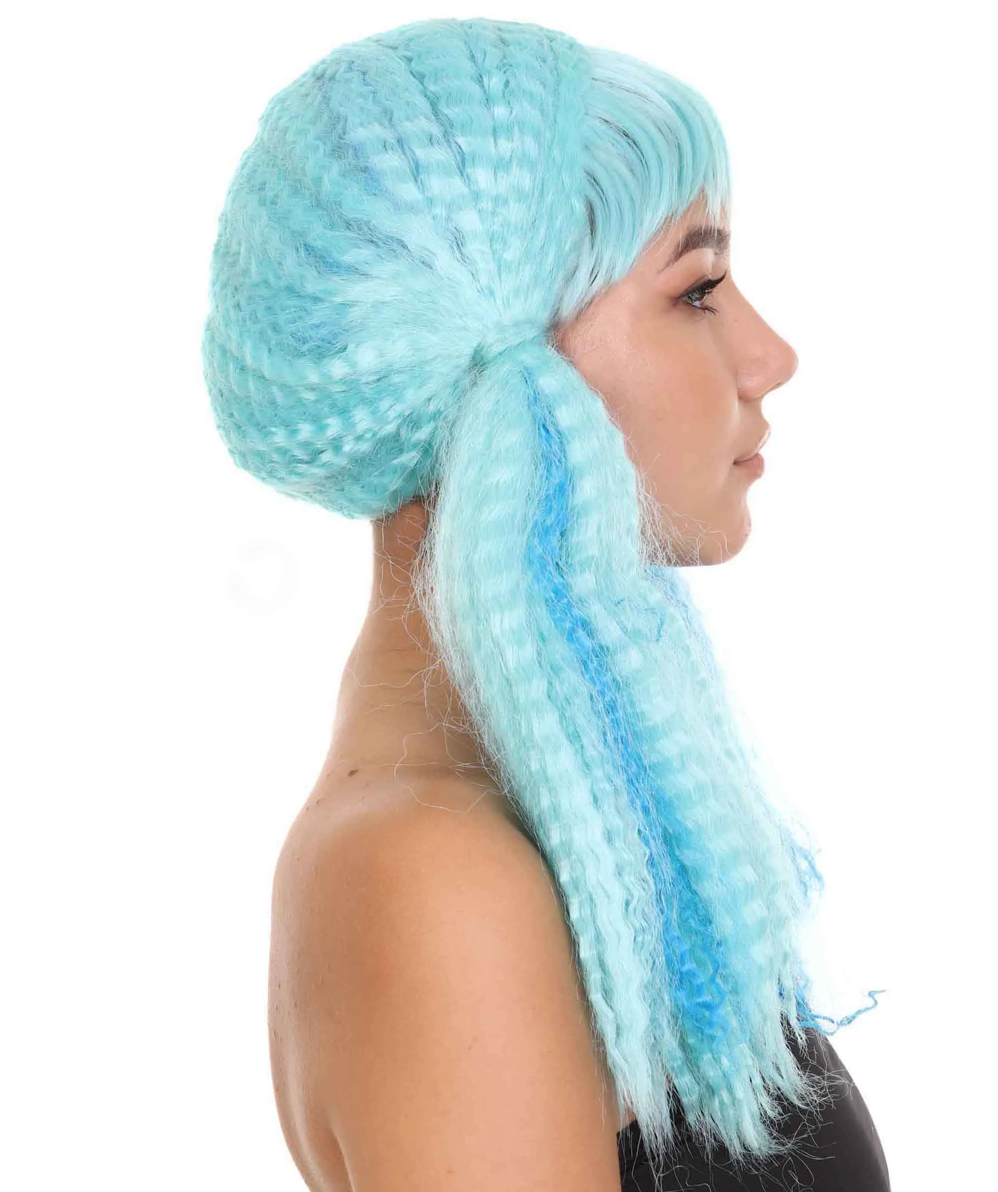 Blue Mix Color Doll Womens Wig | Long Cosplay Halloween Wig | Premium Breathable Capless Cap