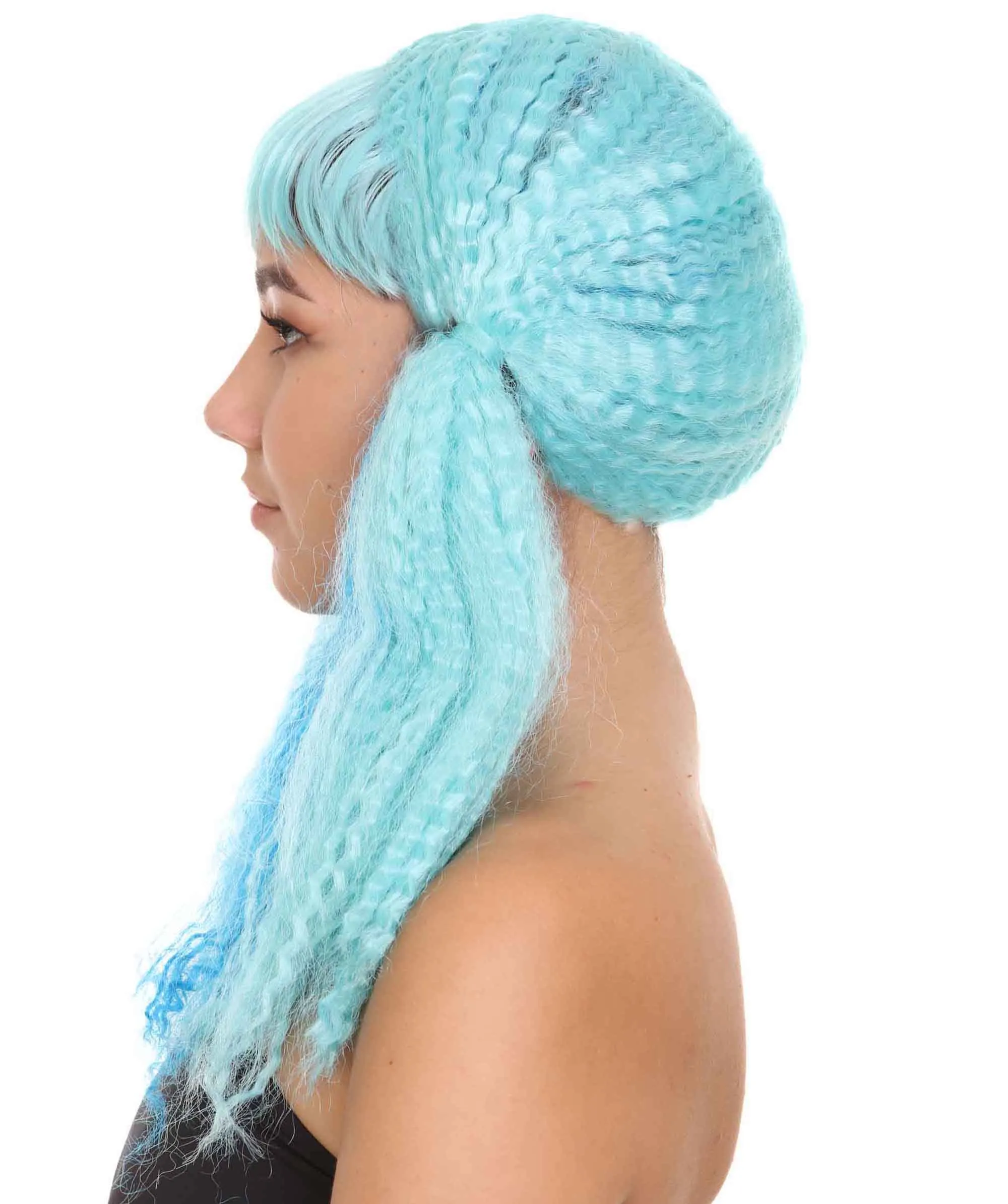Blue Mix Color Doll Womens Wig | Long Cosplay Halloween Wig | Premium Breathable Capless Cap