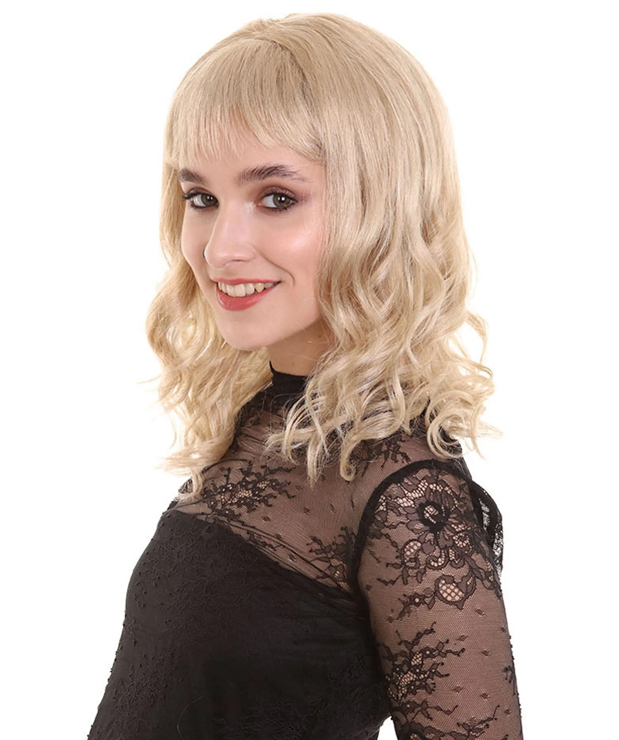 Calm Pop Star | Women's Blonde Color Wavy Shoulder Length Trendy Calm Pop Star Wig