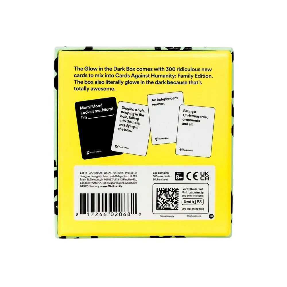 Cards Against Humanity Glow In The Dark - Family Expansion