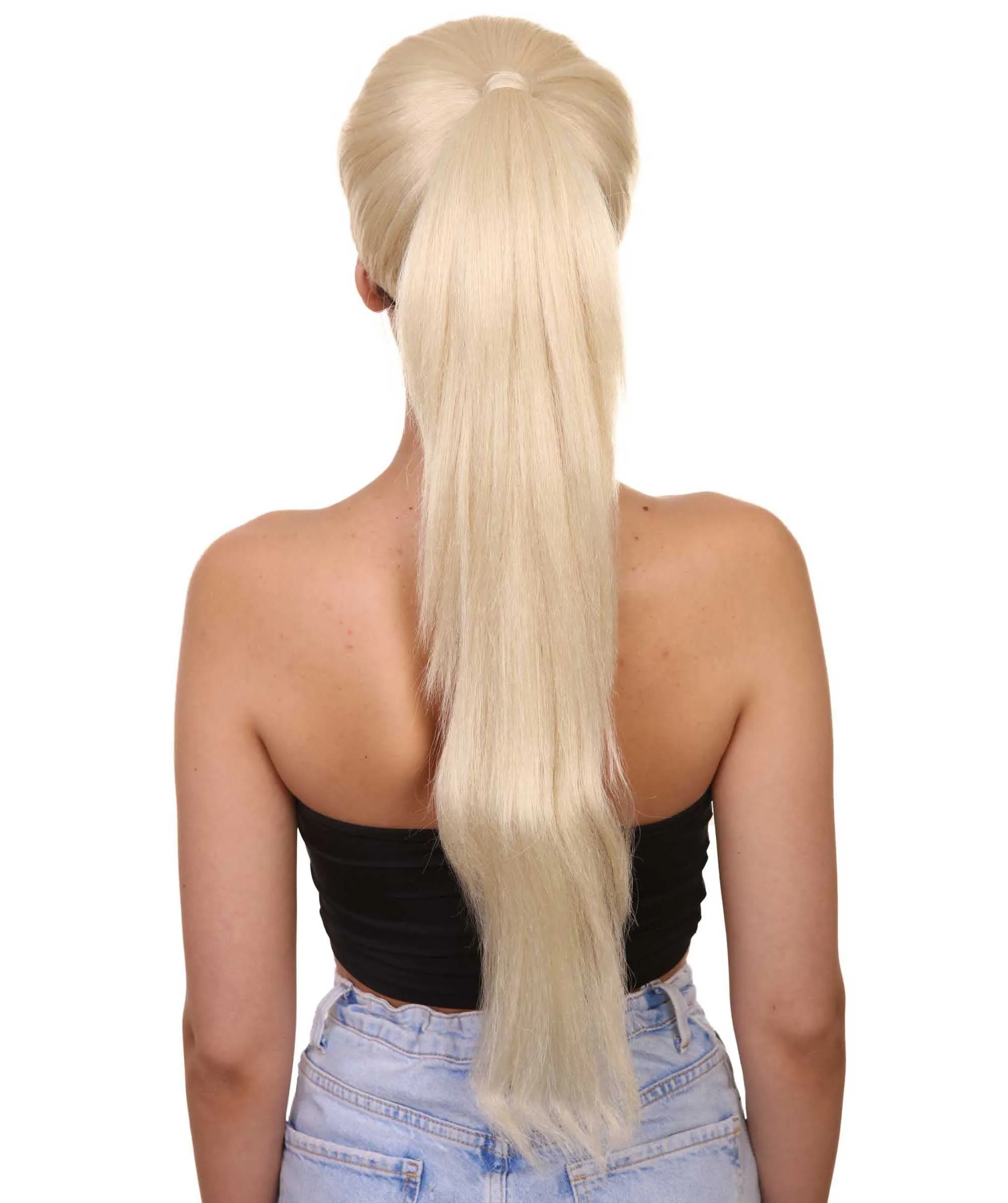 Celebrity Singer Wig , Blue 80's Pop Star One Side Ponytail Celebrity Wig , Premium Breathable Capless Cap