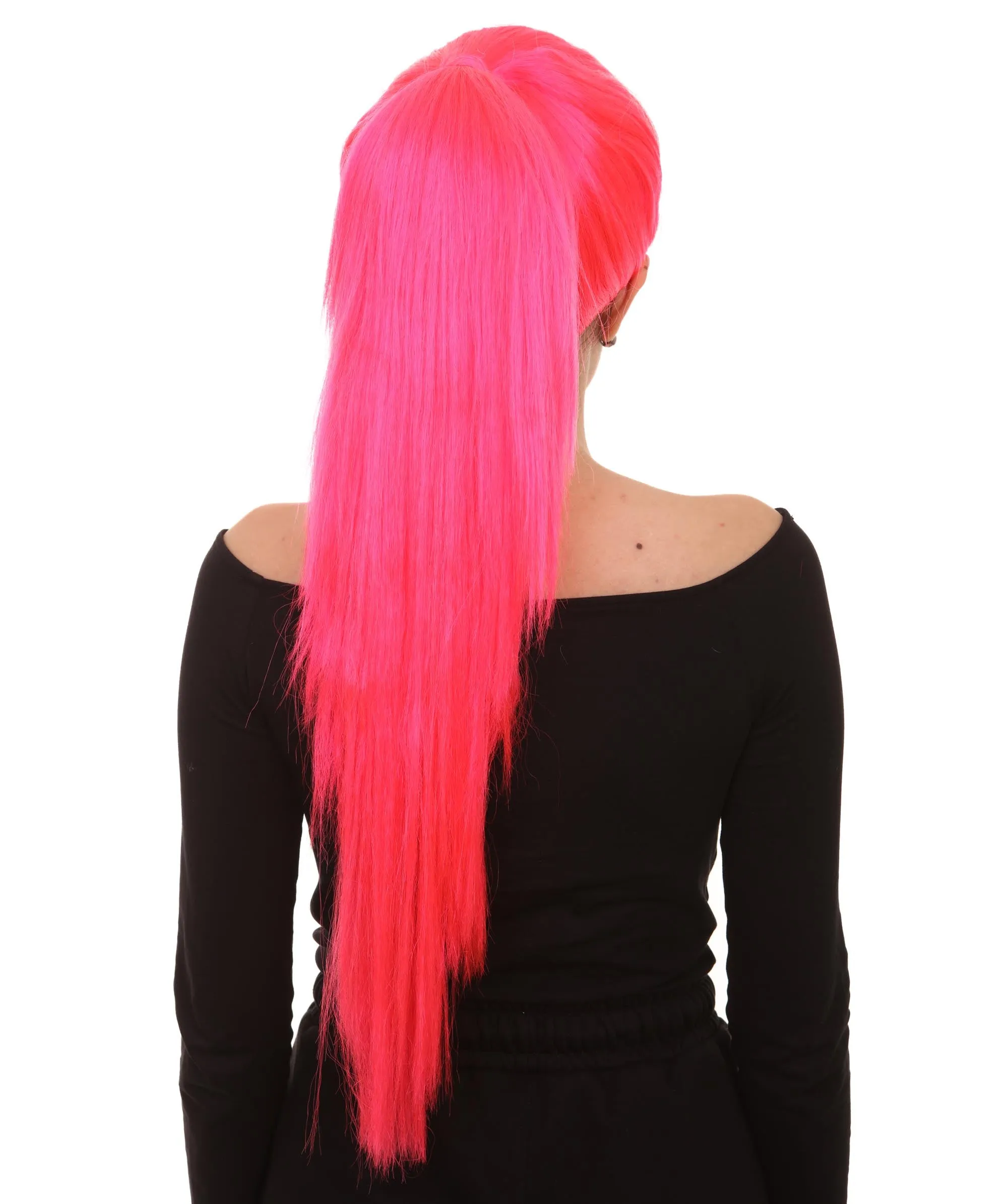Celebrity Singer Wig , Blue 80's Pop Star One Side Ponytail Celebrity Wig , Premium Breathable Capless Cap