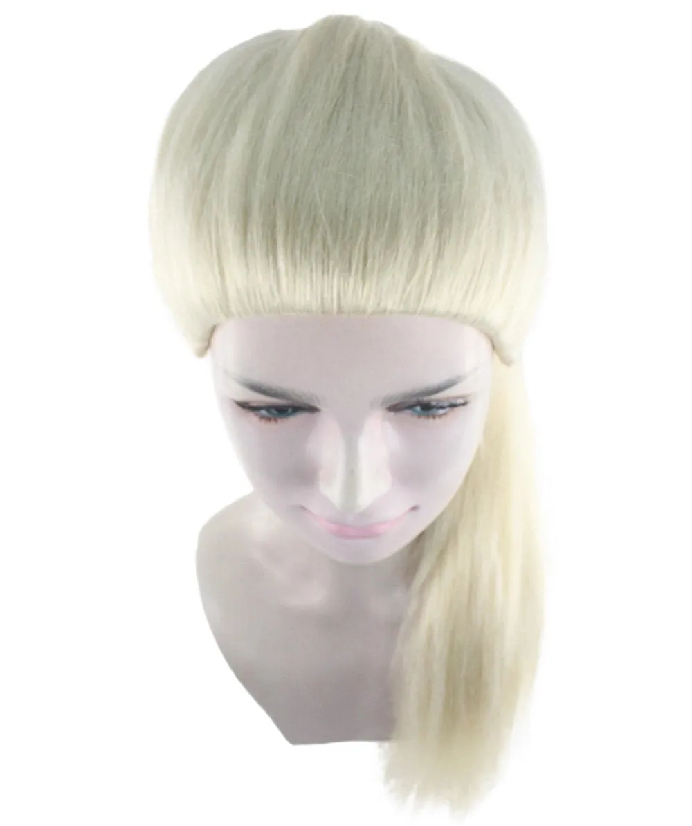Celebrity Singer Wig , Blue 80's Pop Star One Side Ponytail Celebrity Wig , Premium Breathable Capless Cap
