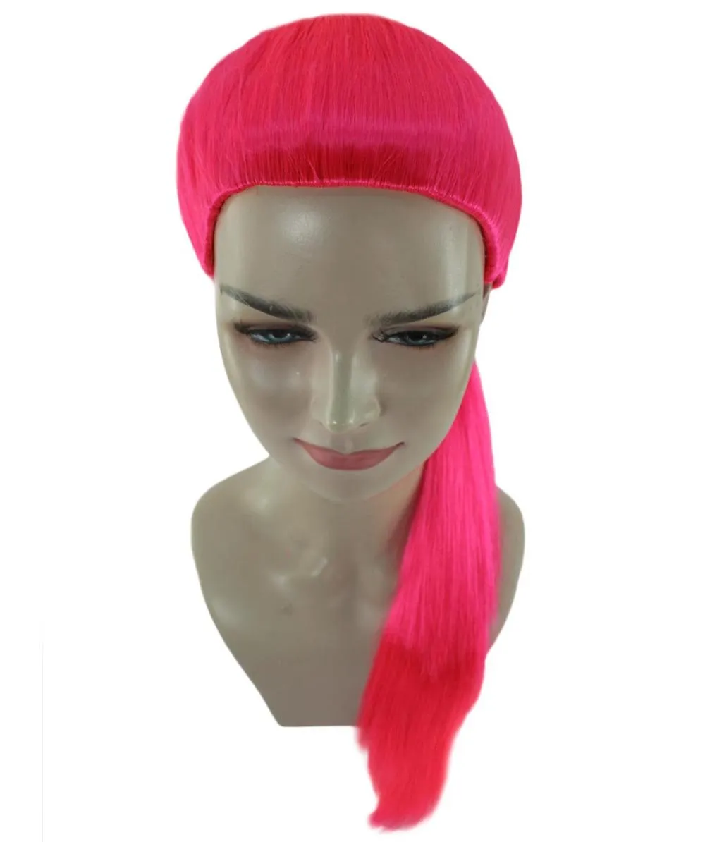 Celebrity Singer Wig , Blue 80's Pop Star One Side Ponytail Celebrity Wig , Premium Breathable Capless Cap