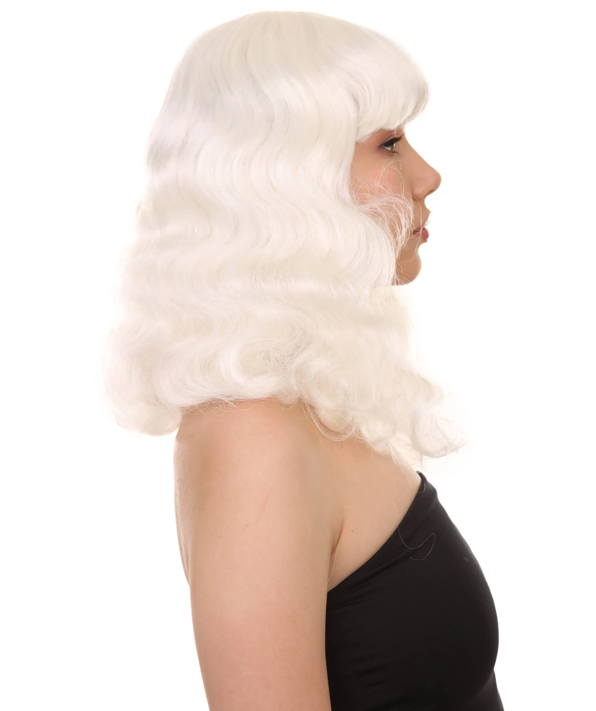 Celebrity Womens wig , Pop Singer Celebrity White Fancy Party Event Ready Halloween Wig , Premium Breathable Capless Cap